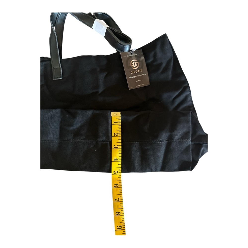 Gia Gatti Large Black Canvas Tote Bag NWT Weekender Travel Gym Shoulder Bag - Picture 6 of 11